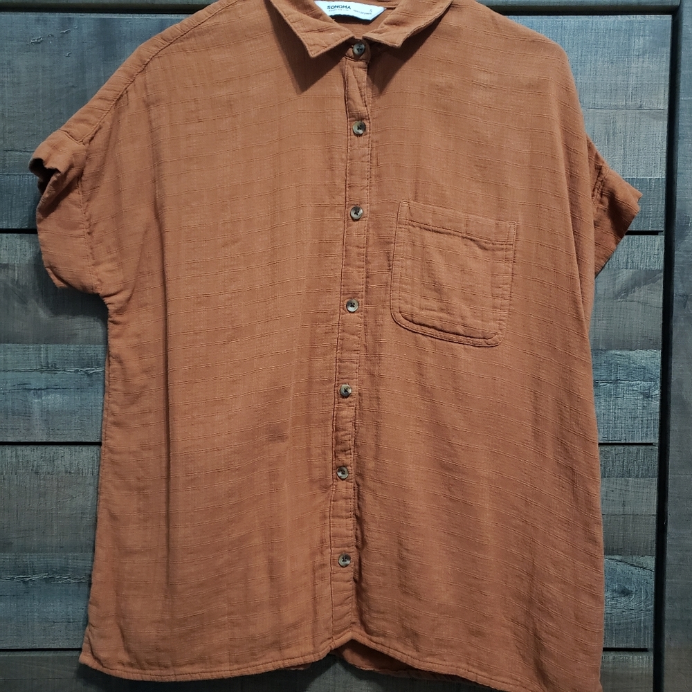 Rust Short Sleeve Button Down - Picture 6 of 9